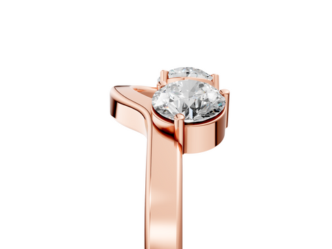 Rose gold Round Cut Dual Diamond Open Band with Prong Setting