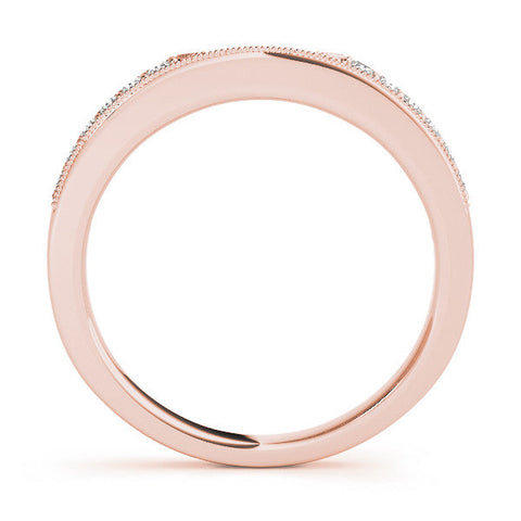 Rose gold Round Cut Pavé Diamond Contour Band with Milgrain Detailing