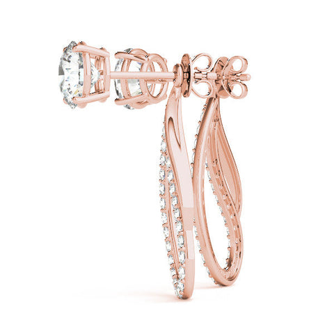 Rose gold Round Cut Prong Set Diamond Infinity Drop Earrings