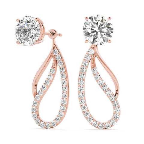 Rose gold Round Cut Prong Set Diamond Infinity Drop Earrings