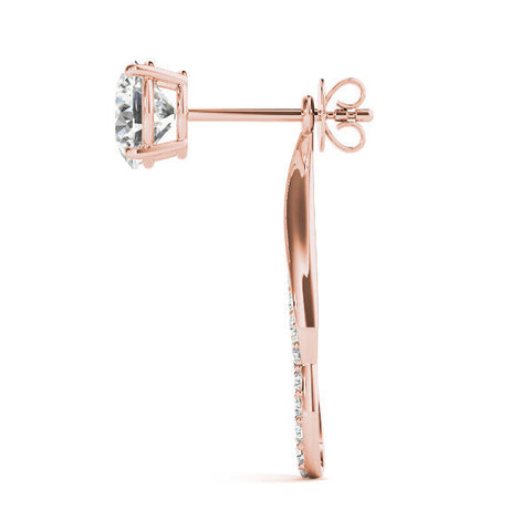 Rose gold Round Cut Prong Set Diamond Infinity Drop Earrings
