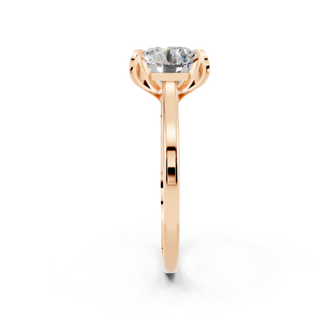 Rose gold Round Cut Solitaire Diamond Ring with Flower-Prong Setting and Classic Band