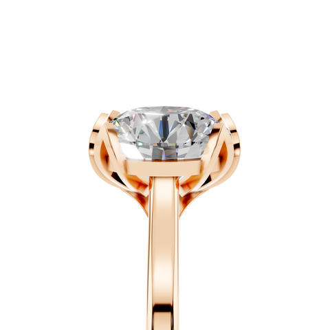 Rose gold Round Cut Solitaire Diamond Ring with Flower-Prong Setting and Classic Band