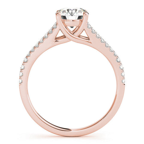 Rose gold Round Cut Split Shank Pave Diamond Engagement Ring with Four-Prong Setting