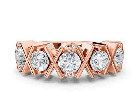 Rose gold Round Diamond Channel Set X-Prong Band