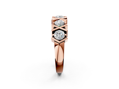 Rose gold Round Diamond Channel Set X-Prong Band