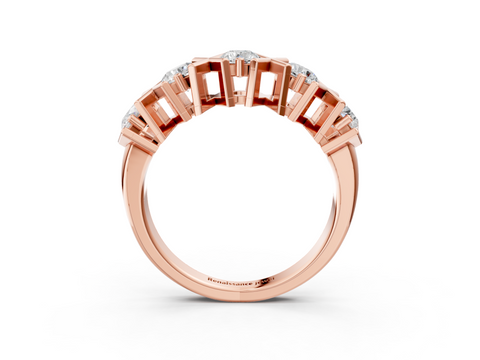 Rose gold Round Diamond Channel Set X-Prong Band