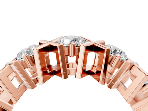 Rose gold Round Diamond Channel Set X-Prong Band