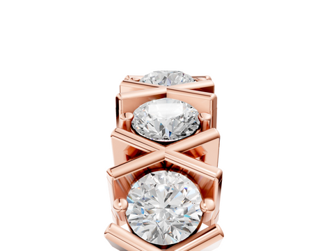 Rose gold Round Diamond Channel Set X-Prong Band