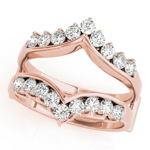 Rose gold Round Diamond Chevron Eternity Band with Prong Setting