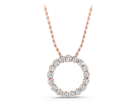 Rose gold Round Diamond Circle Pendant with Prong Setting