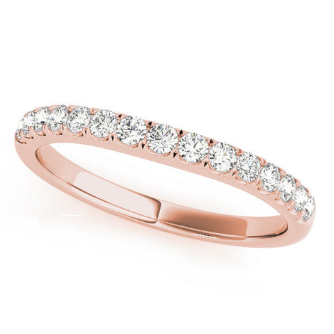 Rose gold Round Diamond Half Eternity Band with Pavé Setting