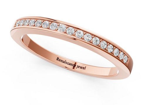 Rose gold Round Diamond Half Eternity Pavé Band