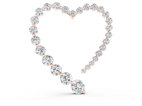 Rose gold Round Diamond Heart Pendant with Prong Setting