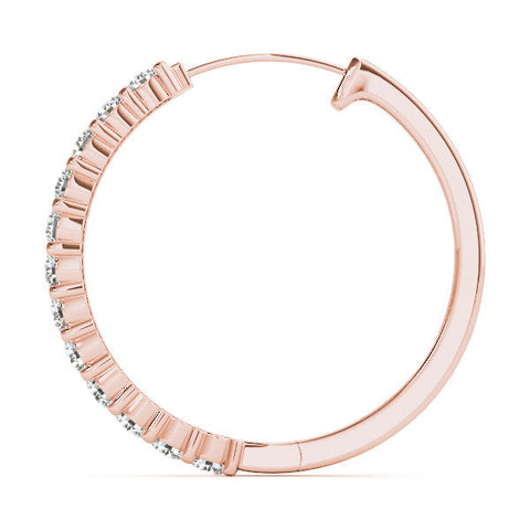 Rose gold Round Diamond Hoop Earrings with Prong Setting