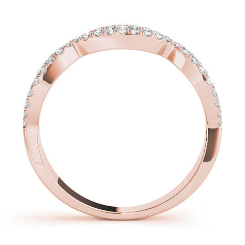 Rose gold Round Diamond Marquise Halo Twist Band with Pavé Setting