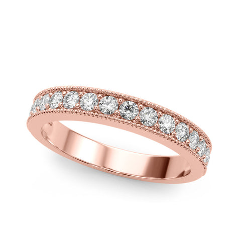 Rose gold Round Diamond Milgrain Pavé Eternity Band