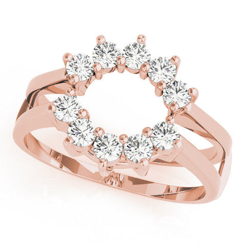 Rose gold Round Diamond Open Circle Split Shank Prong Setting Ring