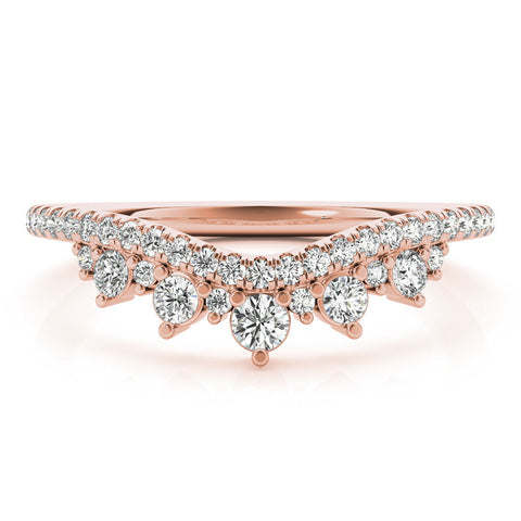 Rose gold Round Diamond Pavé Contour Band with Prong Setting