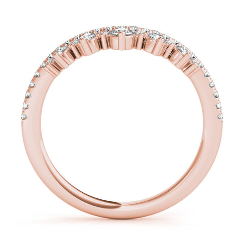Rose gold Round Diamond Pavé Contour Band with Prong Setting