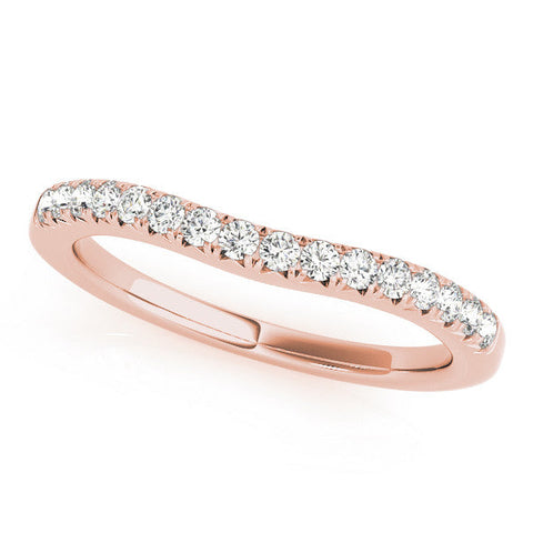 Rose gold Round Diamond Pavé Curved Band with Shared Prong Setting