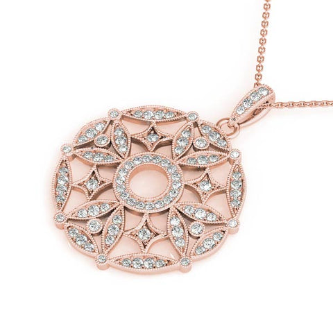 Rose gold Round Diamond Pavé Filigree Pendant