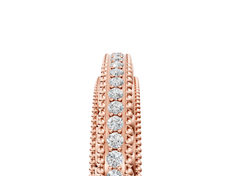 Rose gold Round Diamond Pavé Milgrain White Gold Eternity Band