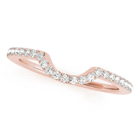 Rose gold Round Diamond Pavé-Set Contoured Wedding Band