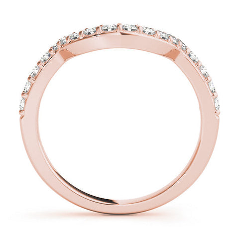 Rose gold Round Diamond Pavé Set Curved Band with U-Prong Setting
