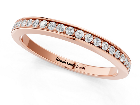 Rose gold Round Diamond Pavé Set Eternity Band with Channel Setting