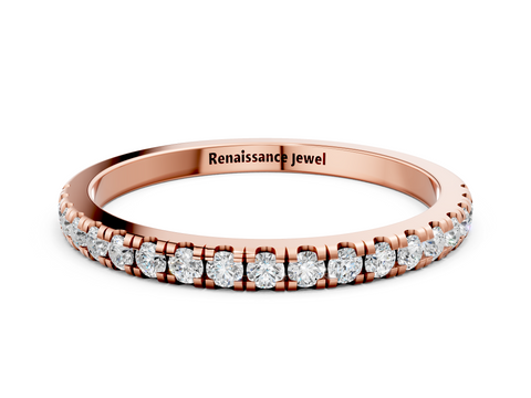 Rose gold Round Diamond Pavé Set Half Eternity Band with Shared Prong Setting