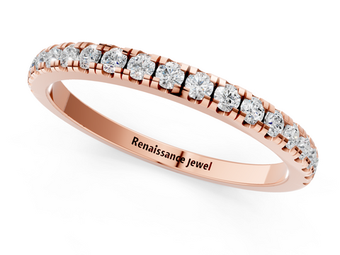 Rose gold Round Diamond Pavé Set Half Eternity Band with Shared Prong Setting