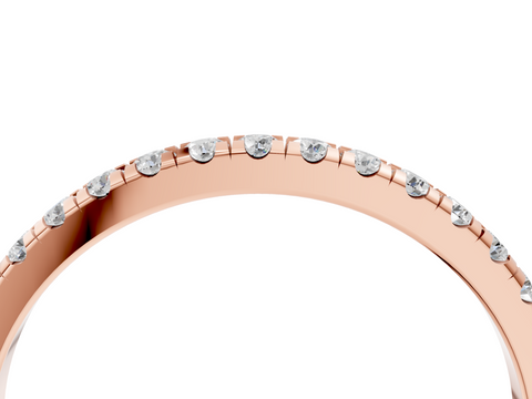 Rose gold Round Diamond Pavé Set Half Eternity Band with Shared Prong Setting