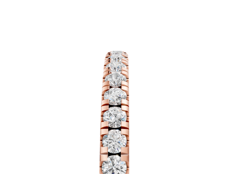 Rose gold Round Diamond Pavé Set Half Eternity Band with Shared Prong Setting