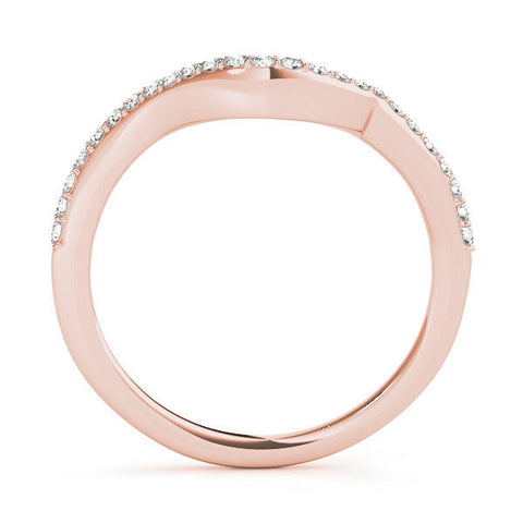 Rose gold Round Diamond Pavé Twist Band with Shared Prong Setting