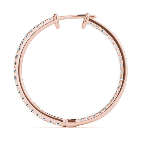 Rose gold Round Diamond Pave Hoop Earrings with Channel Setting