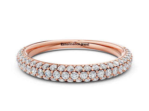 Rose gold Round Diamond Pave Set Eternity Band with Shared Prong Setting