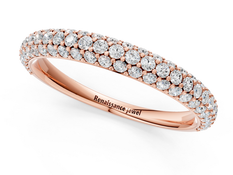 Rose gold Round Diamond Pave Set Eternity Band with Shared Prong Setting