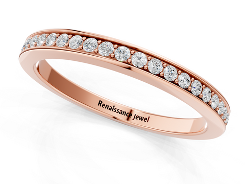 Rose gold Round Diamond Pave Set Eternity Band