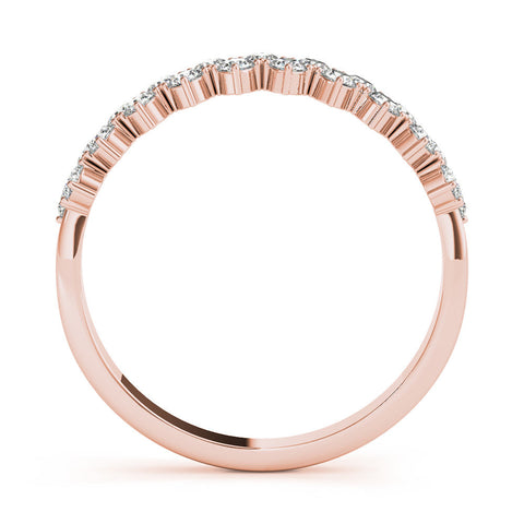 Rose gold Round Diamond Prong Set Chevron Band