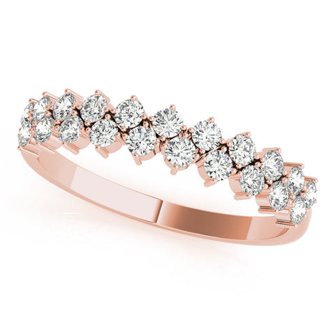 Rose gold Round Diamond Prong Set Chevron Band