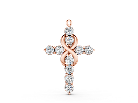 Rose gold Round Diamond Prong Set Infinity Cross Pendant