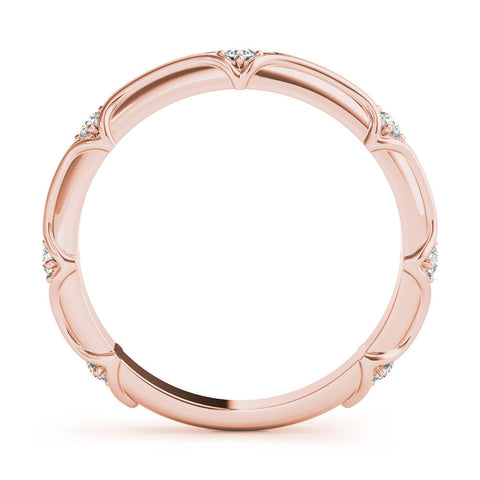 Rose gold Round Diamond Prong-Set Milgrain Eternity Band