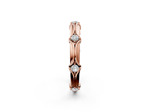 Rose gold Round Diamond Prong-Set Milgrain Eternity Band