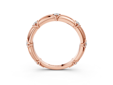 Rose gold Round Diamond Prong-Set Milgrain Eternity Band