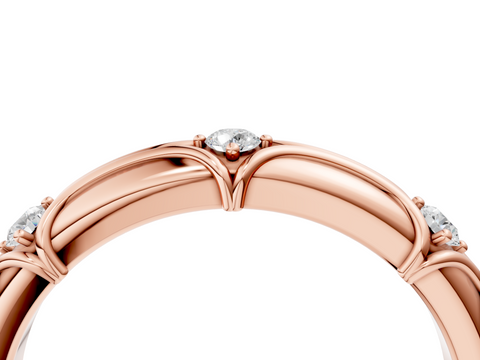 Rose gold Round Diamond Prong-Set Milgrain Eternity Band