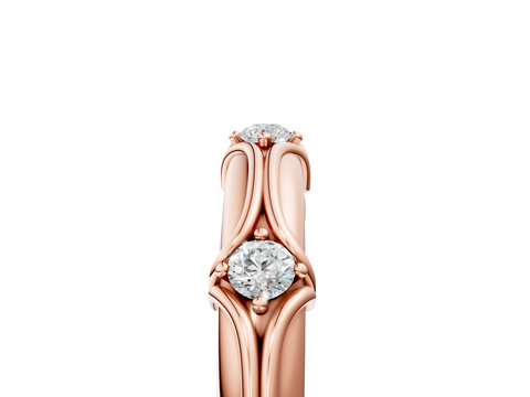Rose gold Round Diamond Prong-Set Milgrain Eternity Band