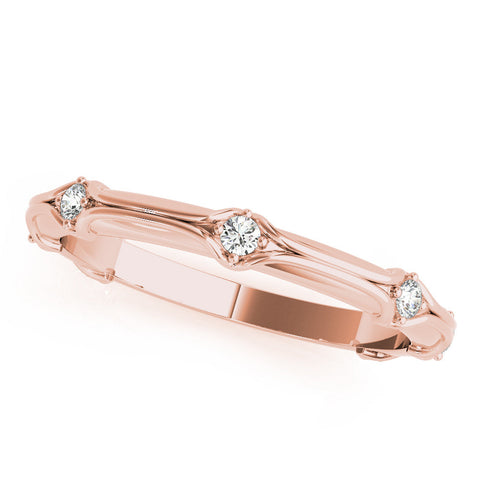 Rose gold Round Diamond Prong-Set Milgrain Eternity Band