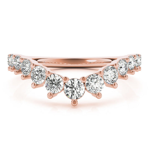 Rose gold Round Diamond Prong Set White Gold Curved Band