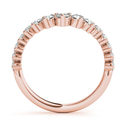 Rose gold Round Diamond Prong Set White Gold Curved Band